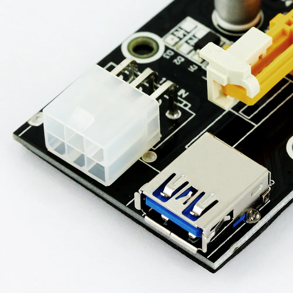 JONSNOW 6pcs/lot 006C PCIe PCI-E PCI Express Riser Card 1x to 16x SATA to 6Pin IDE Molex Power Supply for BTC ETH Miner Machine