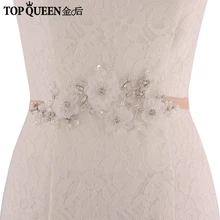 TOPQUEEN SJD-S358 белый цветок Свадебные ремни шифон цветок ремень для Свадебные платья с вышивкой цветок ремень эластичный ремень