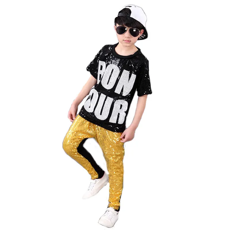 

New Ballroom Boy Jazz Dance For Girls Jazz Dance Costumes for Girls Kid Hip Hop Child Performance Sequins Jazz Costumes For Boys