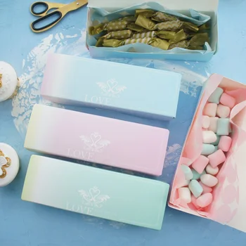 

21.5*7.2*5cm 10pcs pink yellow blue swan love baking design Macarons cookie candy Chocolate Paper Box Party gift packaging