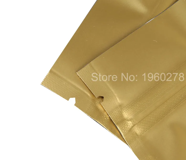 Принимаем логотип на заказ 100X прочный матовый золотой Ziplock металлик майларовые Упаковочные пакеты теплогерметичный стоячий, на молнии блокировочные мешки