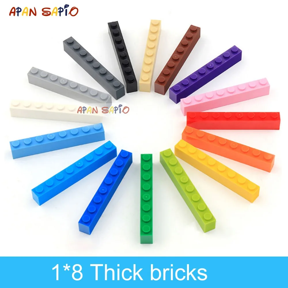 

DIY Building Blocks Thick Figures Bricks 1x8 Dots 24PCS lot 16Color Educational Creative Compatible With Legoe Toys for Children