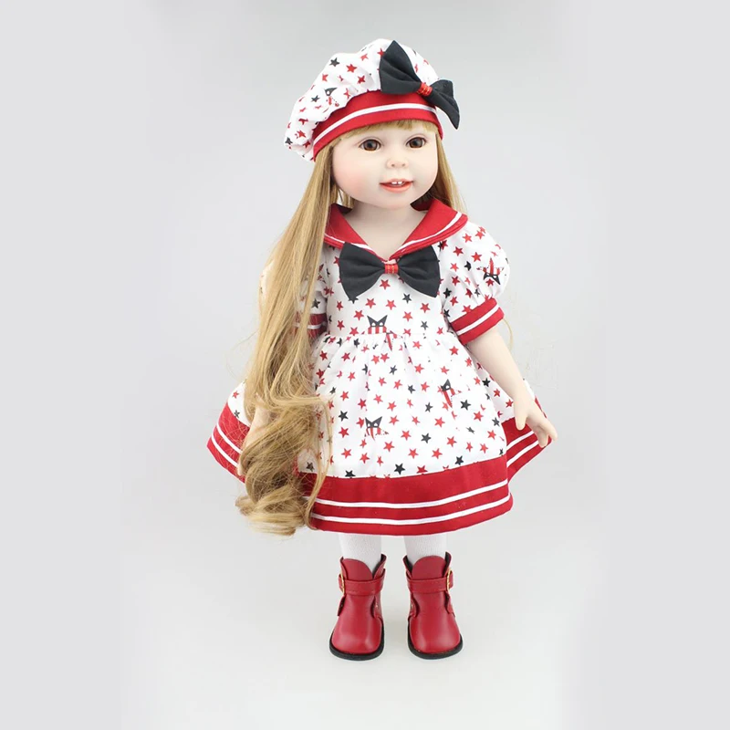 

Nicery Lovely Toy Doll 18in. 45cm Lifelike Reborn Baby Lovely Girl Doll Full High Vinyl Christmas Gift for Child Red Dress