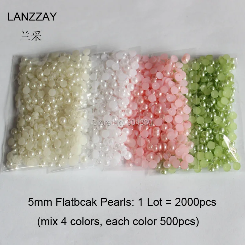 Бесплатная доставка lanzzay 2000 шт. 5 мм смесь цветов полукруглый плоской задней