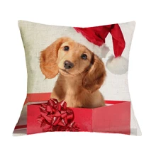 Dachshund Cushion Cover New Year Festival 43X43cm Happy Birthday Sausage Dog font b Pillow b font