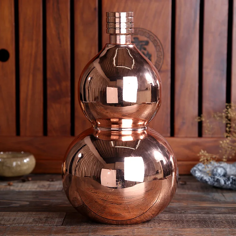 

64 oz Thicken Stainless Steel Gourd Jug Fashion Decoration Bar Wine Cabinet Display Water Kettle Flagon Wine Pot Free shipping