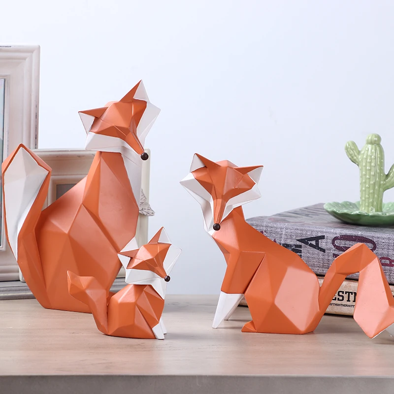 

Resin Animal Ornament Fox Modern Geometric Figure Home Office Decoration
