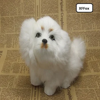 

new real life Pekingese dog model plastic&furs sitting white dog doll gift about 20x16cm xf1575