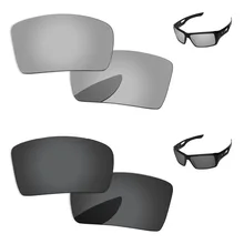 Черные и хромированные серебряные 2 пары Поляризованные Сменные линзы для очков 1 и 2 солнцезащитные очки в оправе UVA и UVB Защита