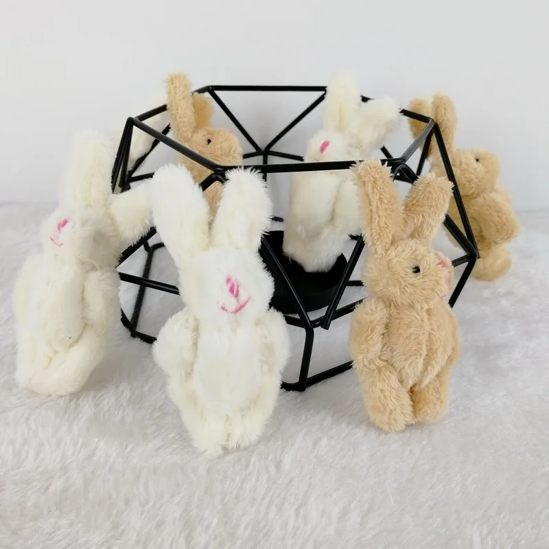 

10pc/lot 8cm 2 colors Soft Mini Joint Rabbit Pendant Plush Bunny For Key Chain Bouquet Toy Doll DIY Ornaments Gifts CMR015