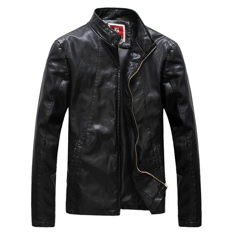 Мотоциклетная кожаная куртка размера плюс M L XL 2XL 3XL 4XL, мужская кожаная куртка, весна, мужская кожаная одежда, белые мужские куртки - Цвет: black