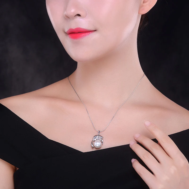 Sinya Natural big pearls pendant charm necklace in 925 sterling silver Fashion Fox Design jewelry (3)