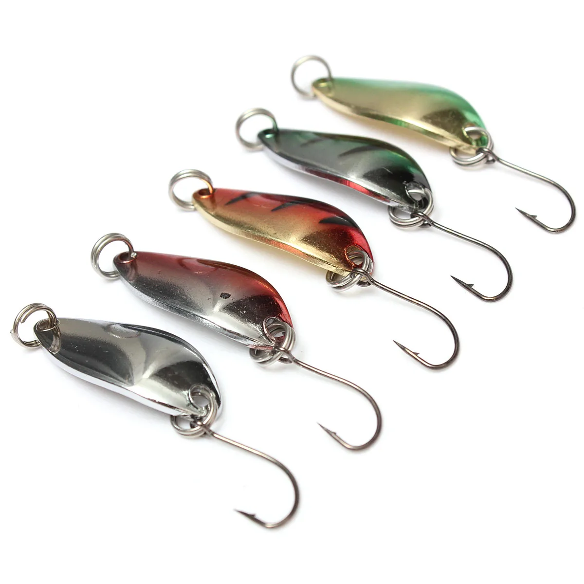 Hot Sale New Arrival 5pcs/lot 3g 30mm Spinner Spoon Fishing Lure Metal Lures Colorful Hard Baits
