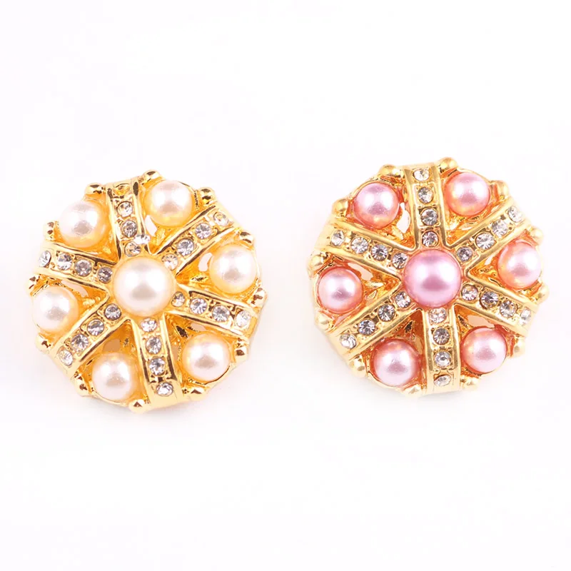 10pcs/lot Beautiful Flower Gold Snap Jewelry Rhinestone Metal Snap fit