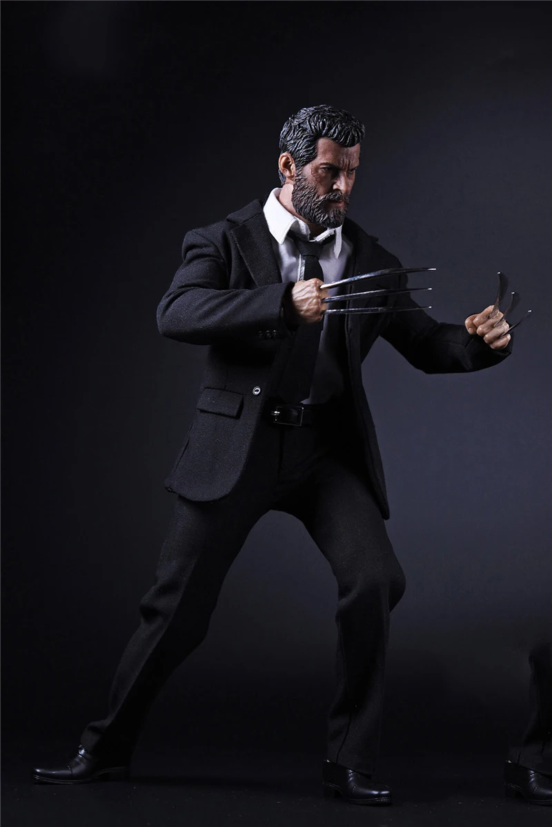 1/6 Scale Hugh Jackman Logan Full Set Action Figures Black Suit Body Head with Accessories Toys Gifts Collections