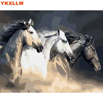 

White Horse Animal Painting By Numbers Kits Abstract Paints Number Oil Painting Drawing Pictures On Canvas Office Room Decor