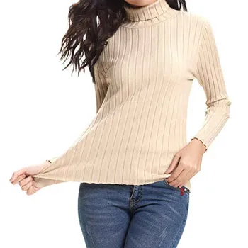 

2018 autumn winter cashmere sweater female pullover high collar turtleneck tight long sleeved all-match knitted shirt 7.10