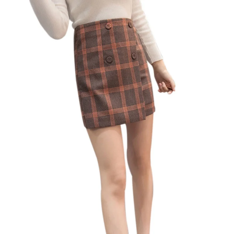 Vintage Plaid A Line Skirt 2018 Winter Women Sexy High Waist Cotton ...