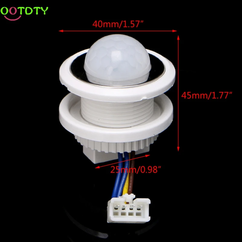 40 мм светодиодный PIR Детектор инфракрасный датчик движения переключатель с задержкой времени регулируемый