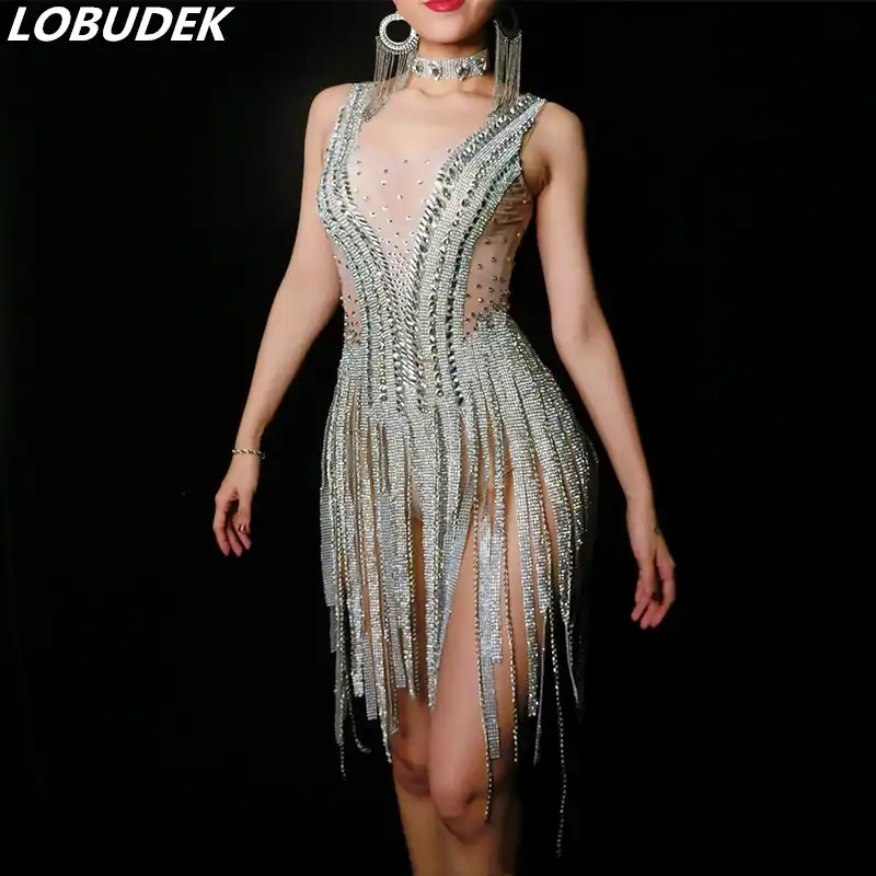 silver crystal dress