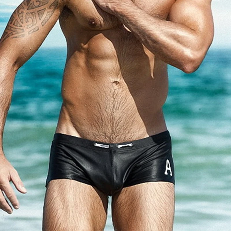 

Men swimming trunks Swimsuit Sexy gay swimwear Sunga Letter Breathable Sports Surf board Boxer Men beach shorts Swim Briefs