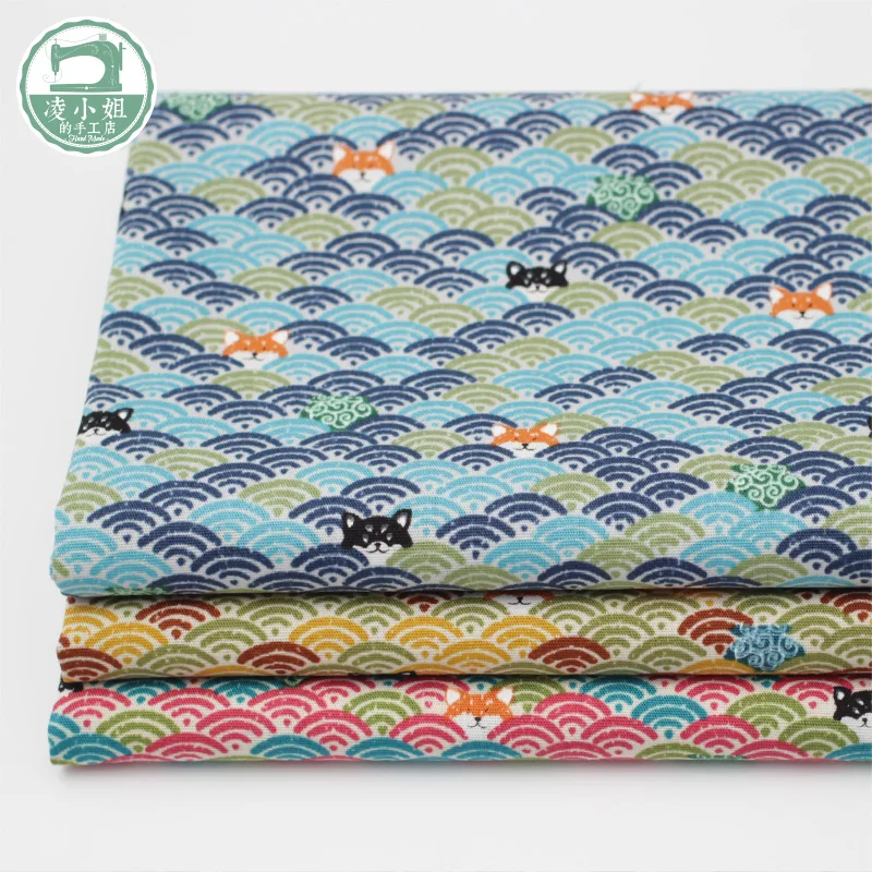 

Bundle of 3 Fat Quarters/Japanese Seigaiha Shiba Inu Seigaiha Fabric for General Sewing Projects