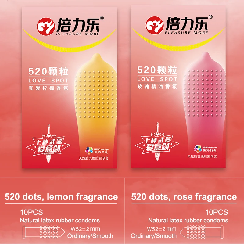 Beilile 10 шт. презерватив с надписью True Love Lemon в 520 горошек романтическое розовое