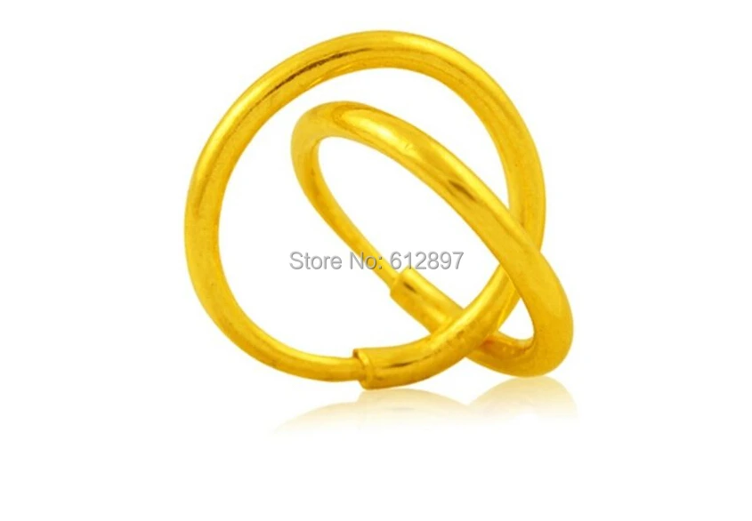 Однотонные гладкие круглые серьги из желтого золота 24 К/1 32 г|circle earrings|circle earrings