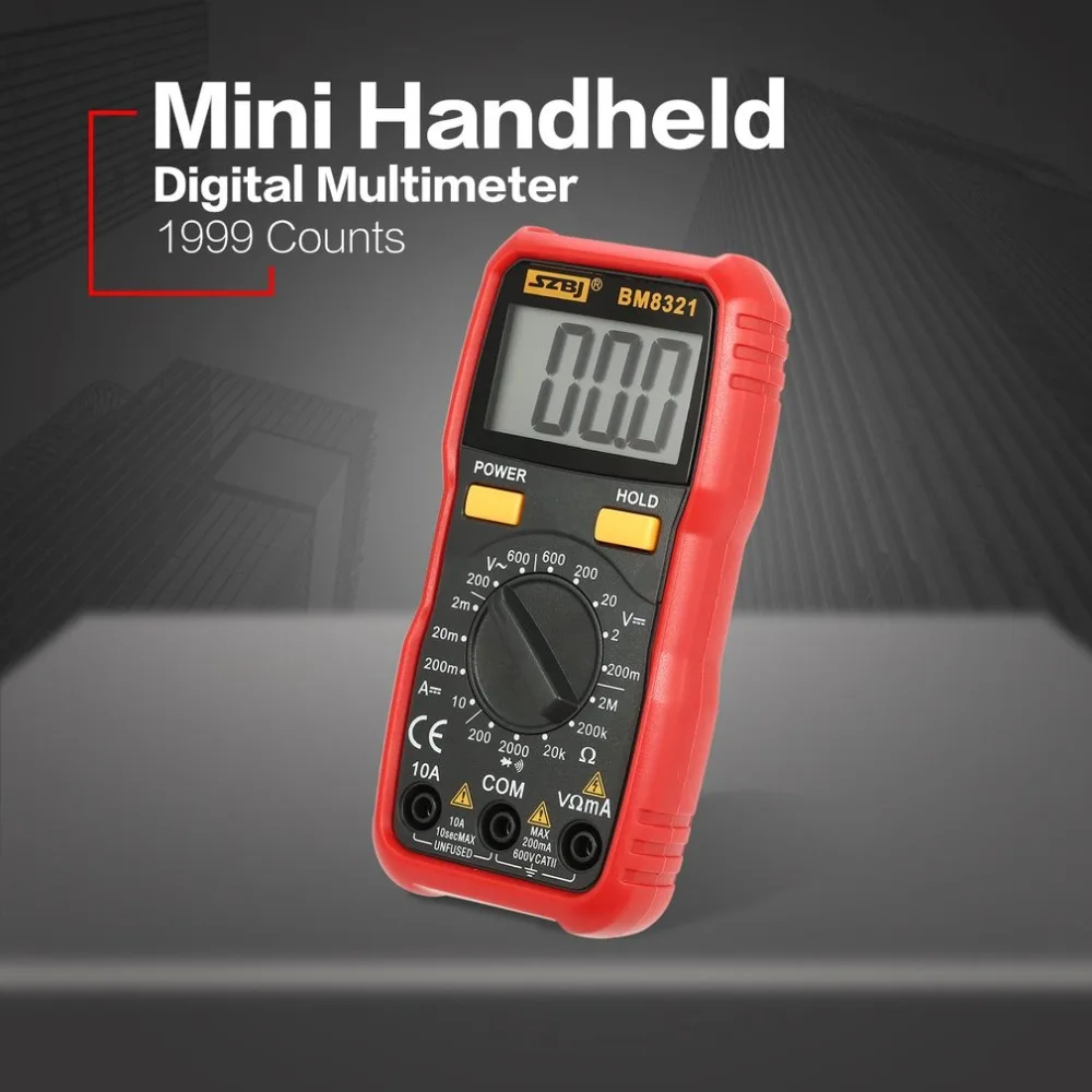 

BM8321 Mini Digital Multimeter esr Clamp Tester lcr Multi dt Meter 1999 mastech Counts AC/DC Voltage Current Transistor Multimet