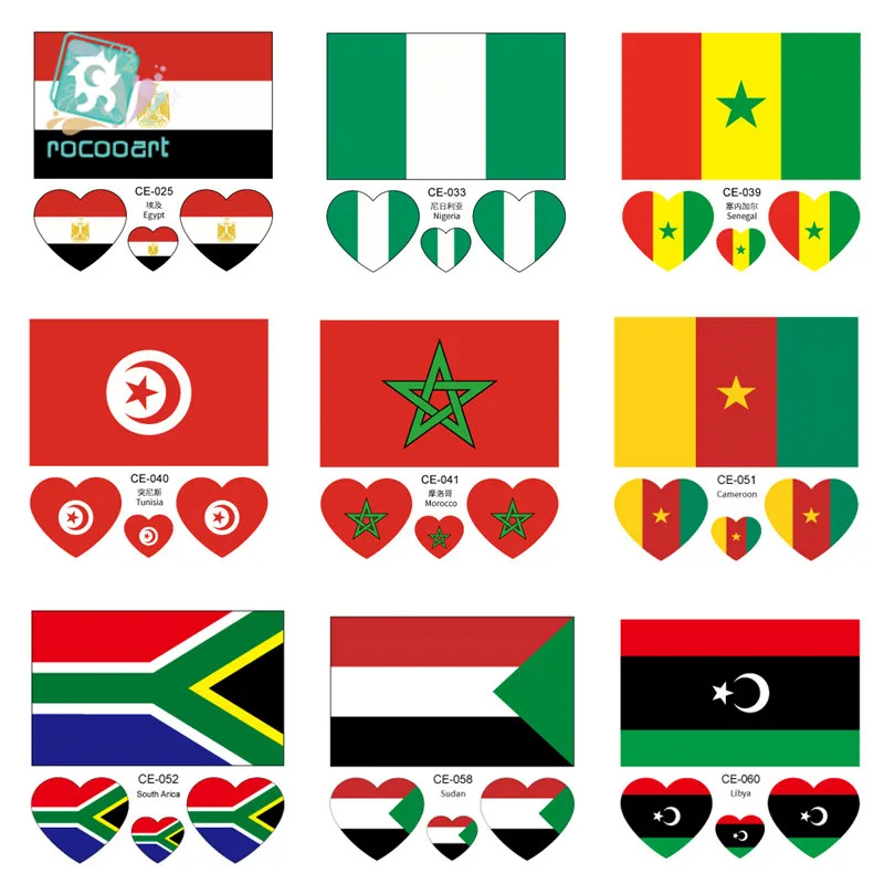 SpringPear® 12x Tatuaggio Temporaneo Impermeabile Bandiera del Senegal per Competizioni Internazionali Giochi Olimpici Coppa del Mondo Bandiere Tatuaggio Adesiva Bandiera 12 Pz 