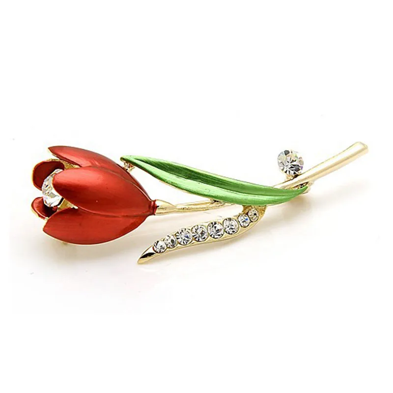 

Rhinestone Tulip Brooch Dripping Flower Brooch Accessories(Red)
