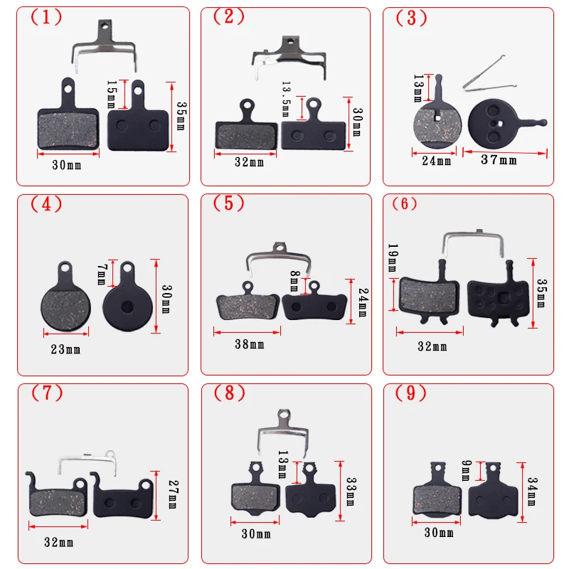MTB Bicycle Disc Brake Splint Brake Clamp, Semi-Metal Bfriction Block Parts, Purple Copper, Skin, Mountain Bike Fiber, 4 Pair