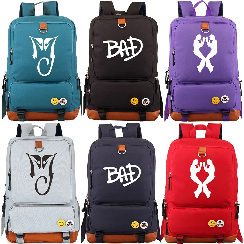 

2018 Hip Hop Michael Jackson MJ Bad Boy Girl School bag Women Bagpack Teenagers Schoolbags Canvas Men Student Backpack Packsack