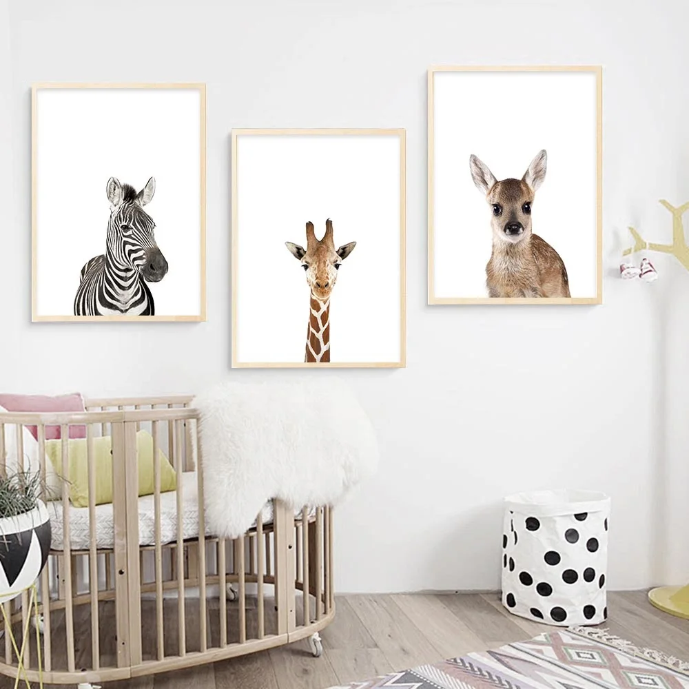 Детская одежда с животными Зебра Girafe олень настенный художественный холст