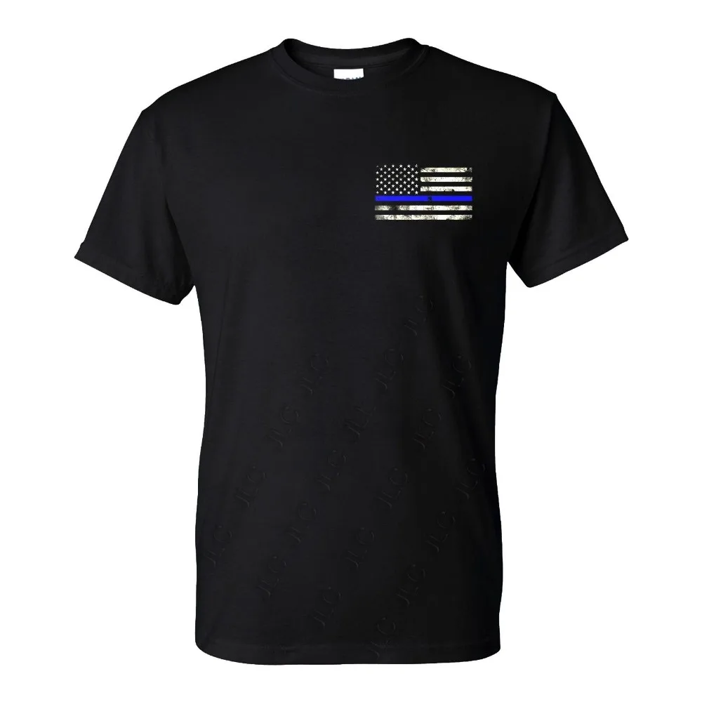 

Summer 2019 100% Cotton Normal Police Lives Matter Thin Blue Line Flag T-Shirt Hip Hop Clothes