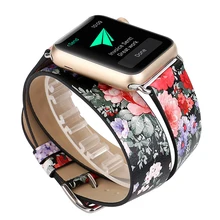 Кожаный чехол с принтом ремешок для наручных часов Apple Watch 1/2/3 для наручных часов iWatch, смарт-сменный ремешок для наручных часов аксессуары браслет элегантные модные