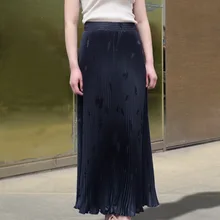 Женская Ретро винтажная Осенняя эластичная талия однотонная трапециевидная Длина по щиколотку длинные плиссированные юбки Макси Длинная юбка