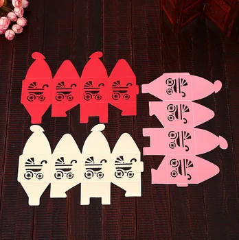 

100 pcs Pink / Red / Light Yellow Hollow-out Laser Carriage Style Baby Shower Candy Boxes Gifts Box Chocolate Paper Box