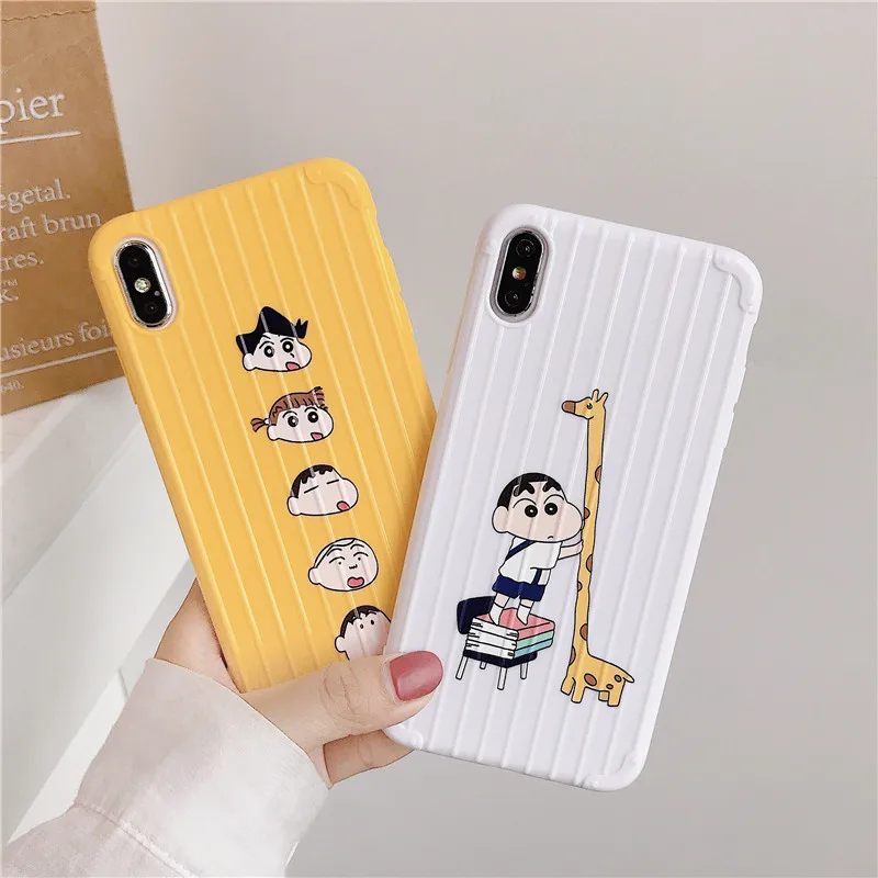

Crayon Shinchan Luggage Suitcase Phone Case for iPhone X XR XS Max Silicone Protective Cover for iPhone 6 6s 7 8 Plus Slim Coque