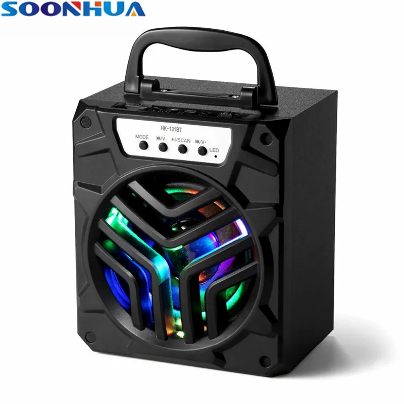 SOONHUA Colorful LED Light Wireless Bluetooth Speaker Portable Outdoor Super Bass HiFi Music Player Support USB/TF/AUX/FM Radio bluetooth-music-player : image SOONHUA Colorful LED Light Wireless Bluetooth Speaker Portable Outdoor Super Bass HiFi Music Player Support USB/TF/AUX/FM Radio bluetooth-music-player