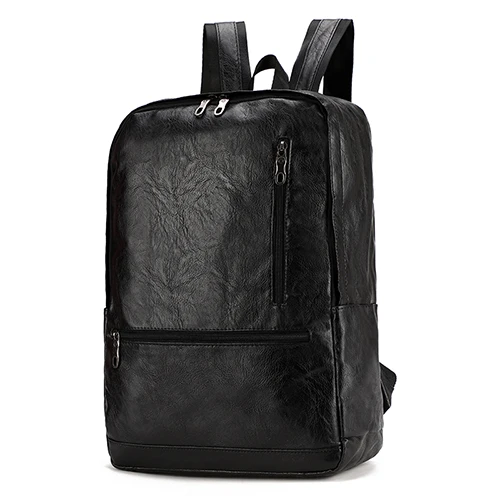 Кожаный рюкзак мужской Высокое качество школьный для ноутбука 15.6 молодежный школьный туристический кемпинг водонепроницаемый черный рюкзак повседневный Новое качество обновления - Цвет: Black
