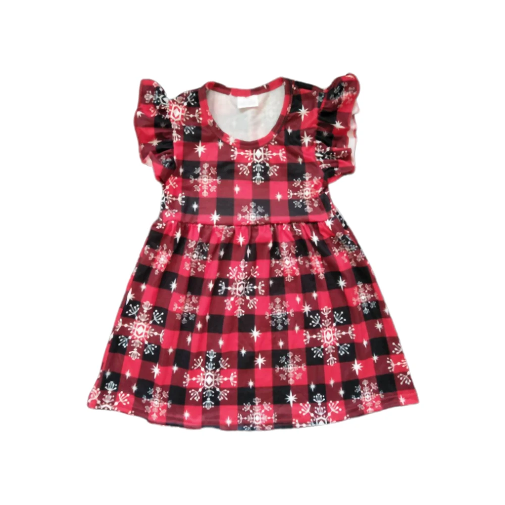 

Snowflake plaid print children's clothing summer girl's dress