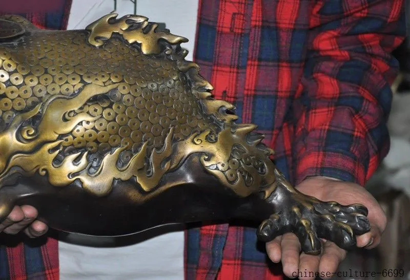 Рождественский 2" Китайский латунный по феншуй монета слиток yuanbao Золотая жаба bufo лягушка статуя Хэллоуин