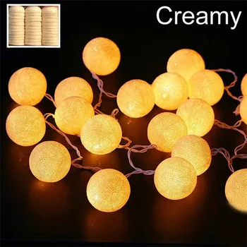 

20 Cotton Balls Lights Warm White Holiday LED String Fairy Xmas LIGHTS Luces De Navidad Wedding Party Romantic Decoration Lamps