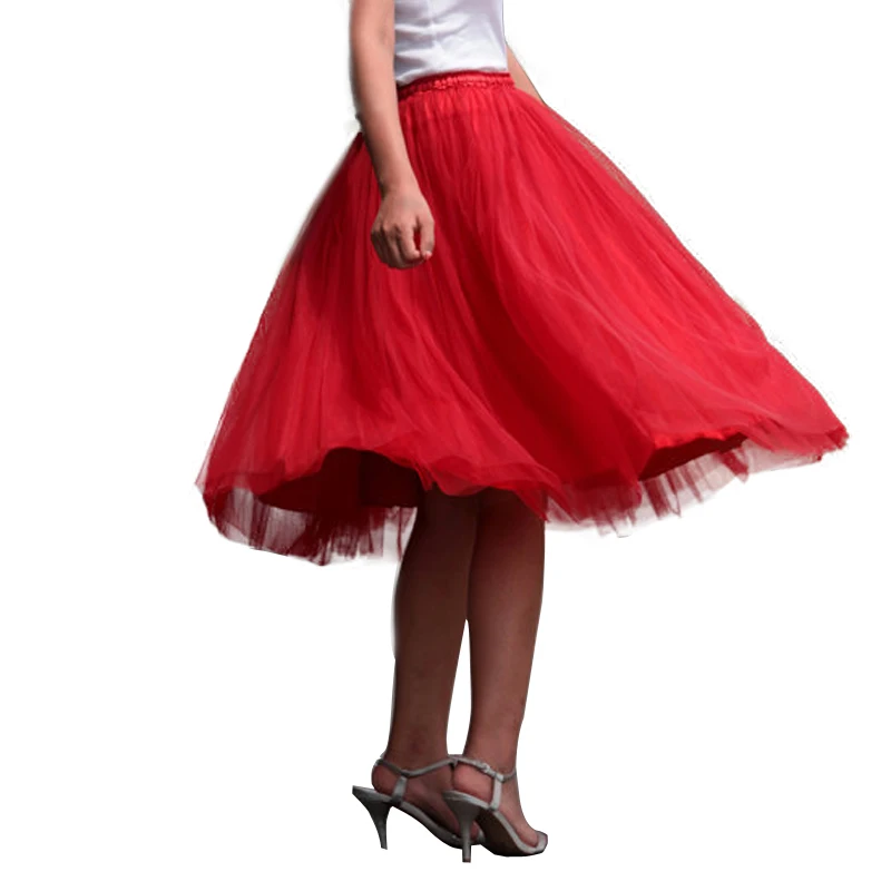 red tulle mini skirt