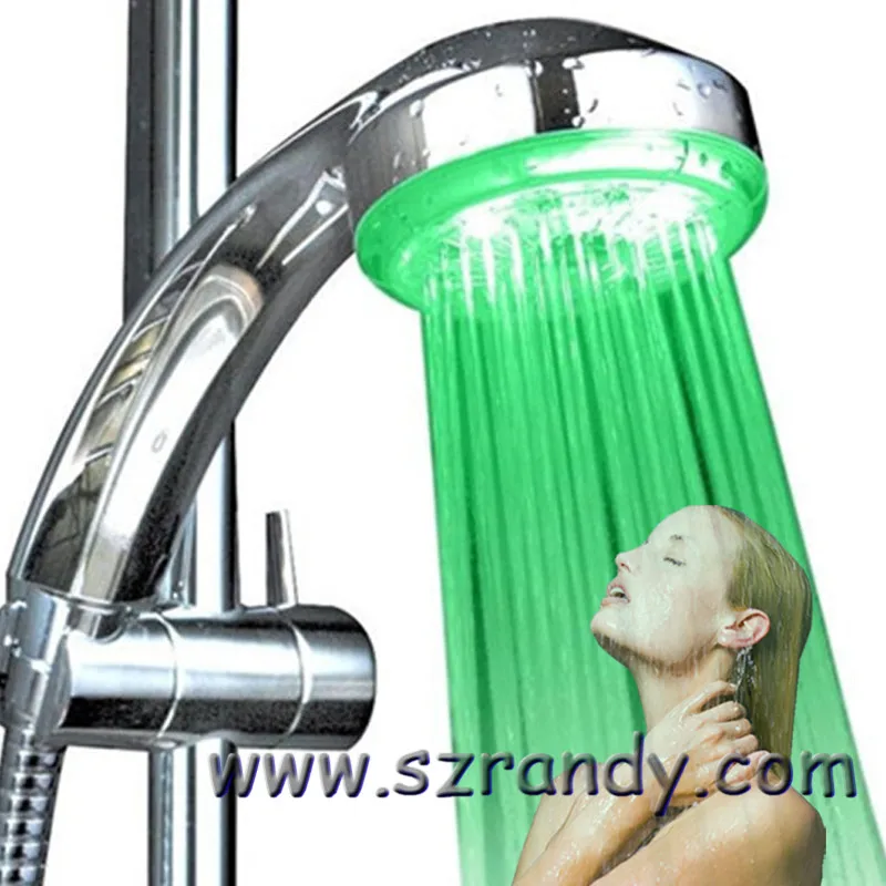 

15-LED 3 Colors 3 Color RGB LED Shower Head Handheld Sprinkler Temperature Sensor Ducha Rain Showers Heads Hotels