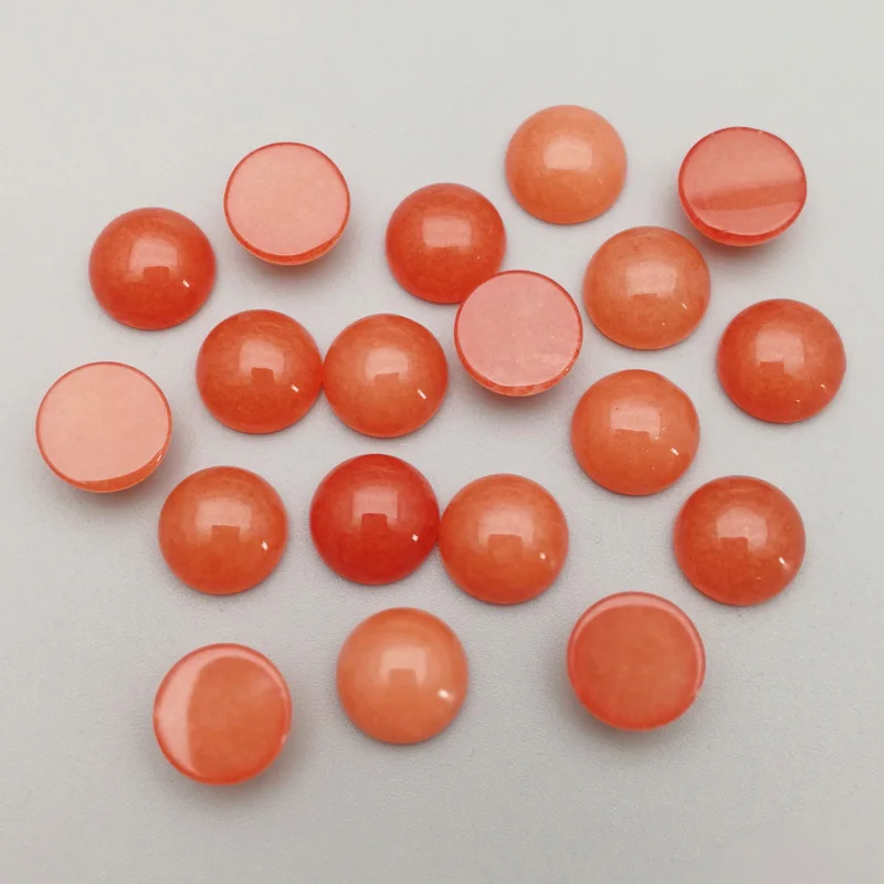 

Wholesale fashion Orange red stone beads charms 10mm round cab cabochon no hole for jewelry making Free shipping 50pcs/lot
