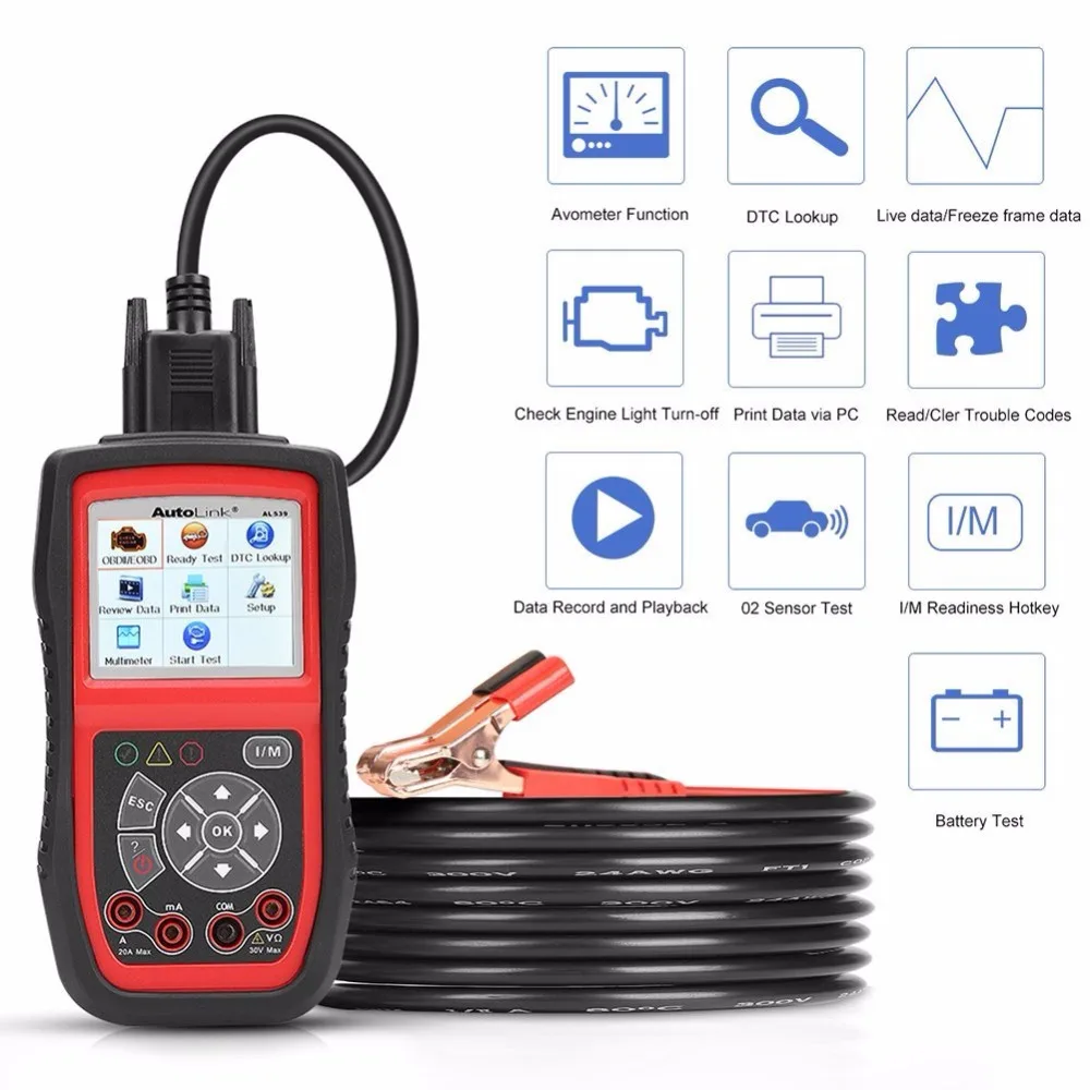 car battery charger price Autel AutoLink AL539B OBD2 Scanner Auto Code Reader OBDII Diagnostic Tools Battery Tester Electrical Test Free Update Cylinder Stethoscope