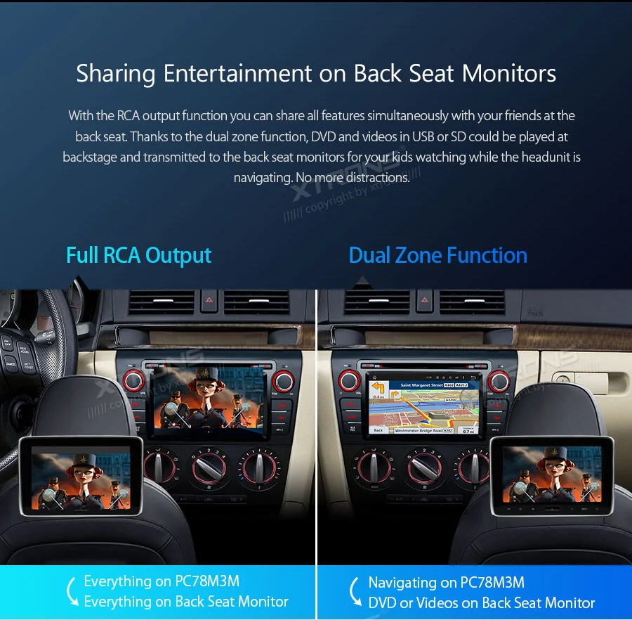 Perfect 7" Android 8.1 Oreo OS Car DVD Multimedia Navigation GPS Radio for Mazda 3 2004-2009 with Split Screen Function Support 9