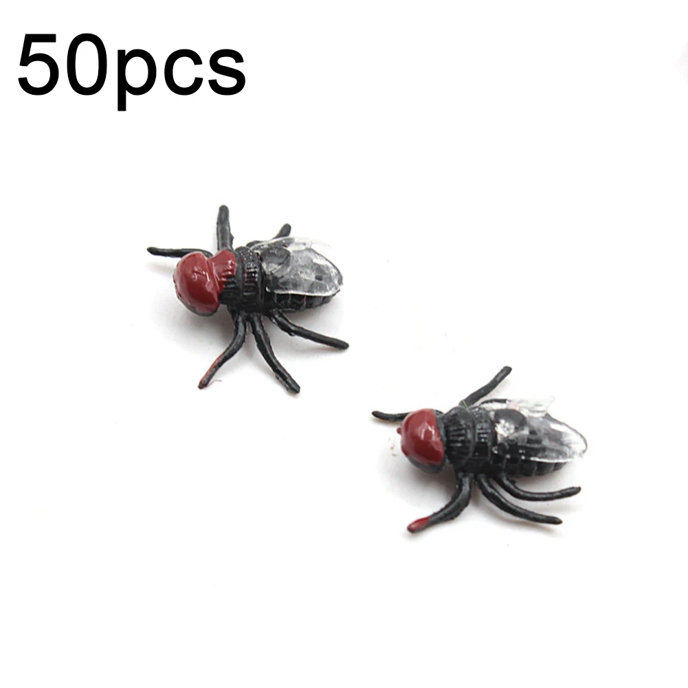 

50PCS April Fool's Day Rubber Disgusting Scary For Kids Adult Simulation Insect Funny Toys Halloween Simulation Flies